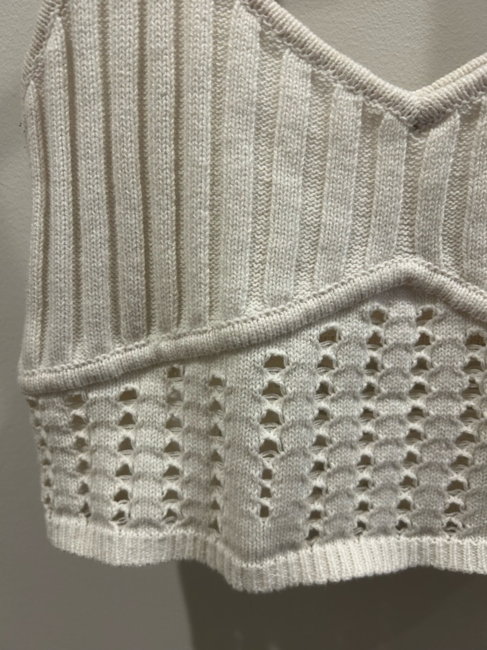 Cream Ribbed Knit Crop Tank - Picture 3 of 6